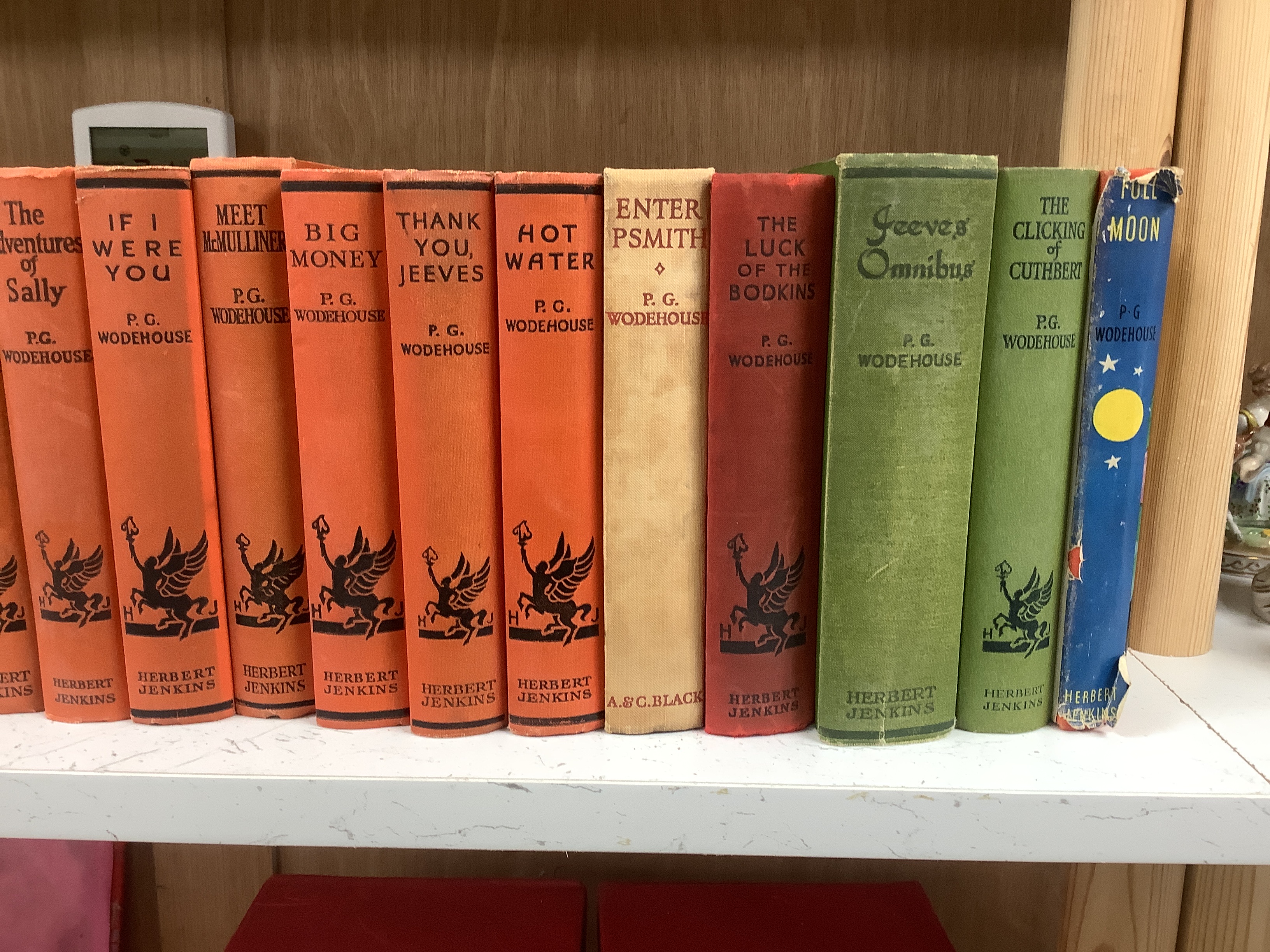 P. G. Wodehouse hardback books, cloth, most published by Herbert Jenkins. Full Moon in dust-jacket (29)